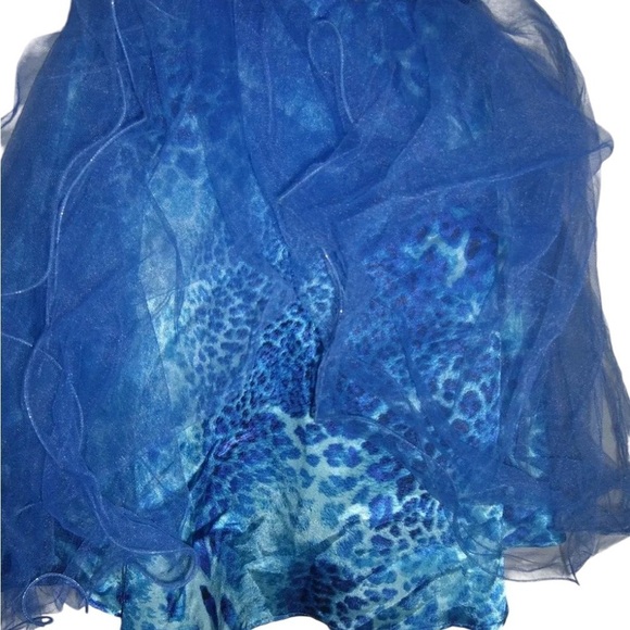 Deb Dress Vintage y2k Blue Leopard Print Tulle Sequin Gem Trashy Club Mini Tutu - Picture 12 of 16